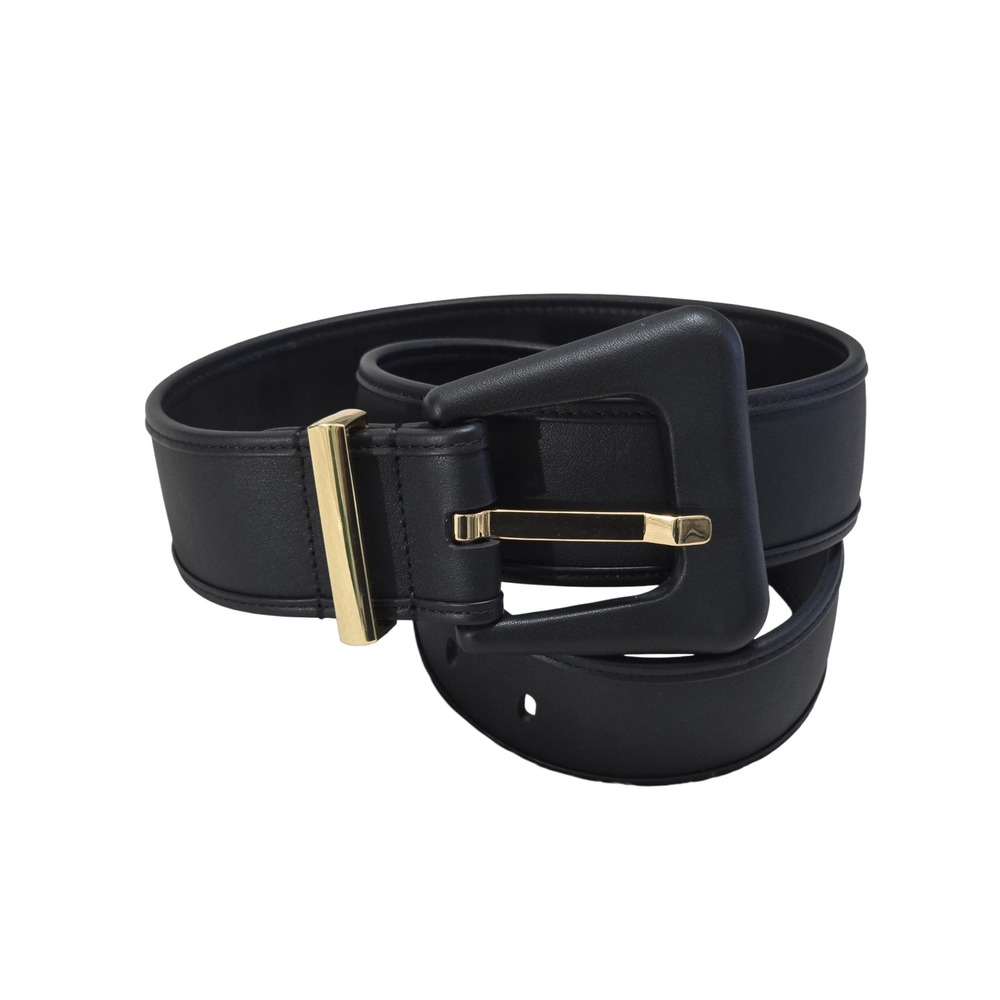 Cabi Black Genuine Leather Belt Gold Hardware Large Wide Buckle 4802 - Picture 2 of 10